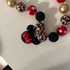 Minnie-Inspired Beaded Necklace with Leopard and Polka Dot Accents